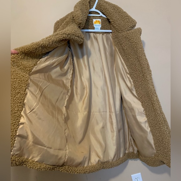 C&C California vintage brown tan double button long teddy jacket pea coat - Picture 3 of 13